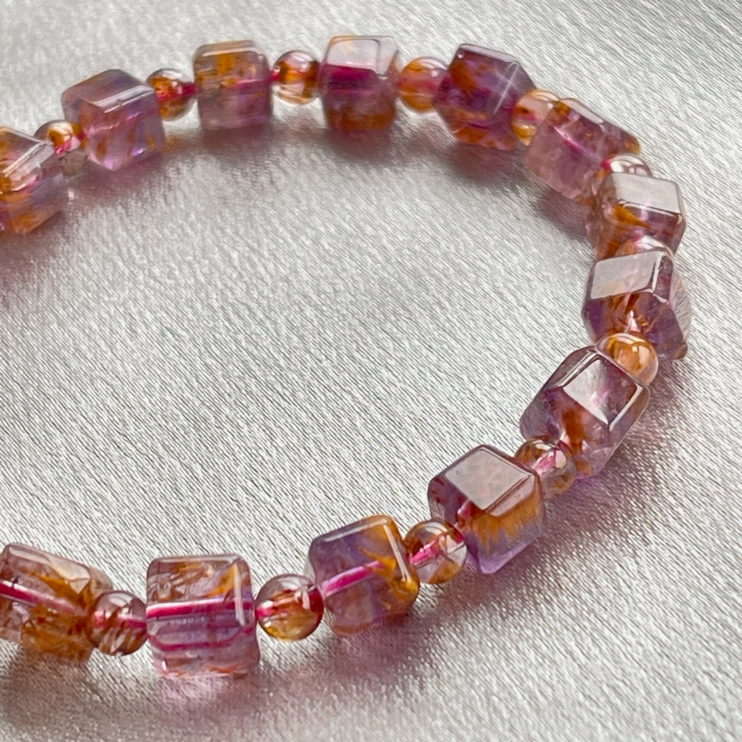 amethyst rutilated quartz bracelet 紫鈦晶手串