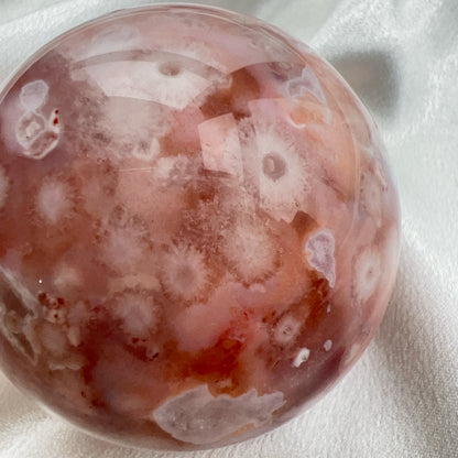 Carnelian Flower Agate Sphere 紅玉髓櫻花瑪瑙球