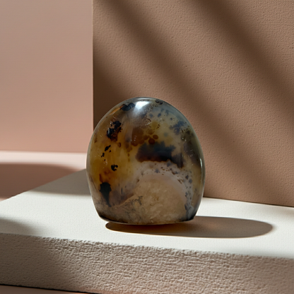 Agate with Dendritic 瑪瑙共生軟錳礦
