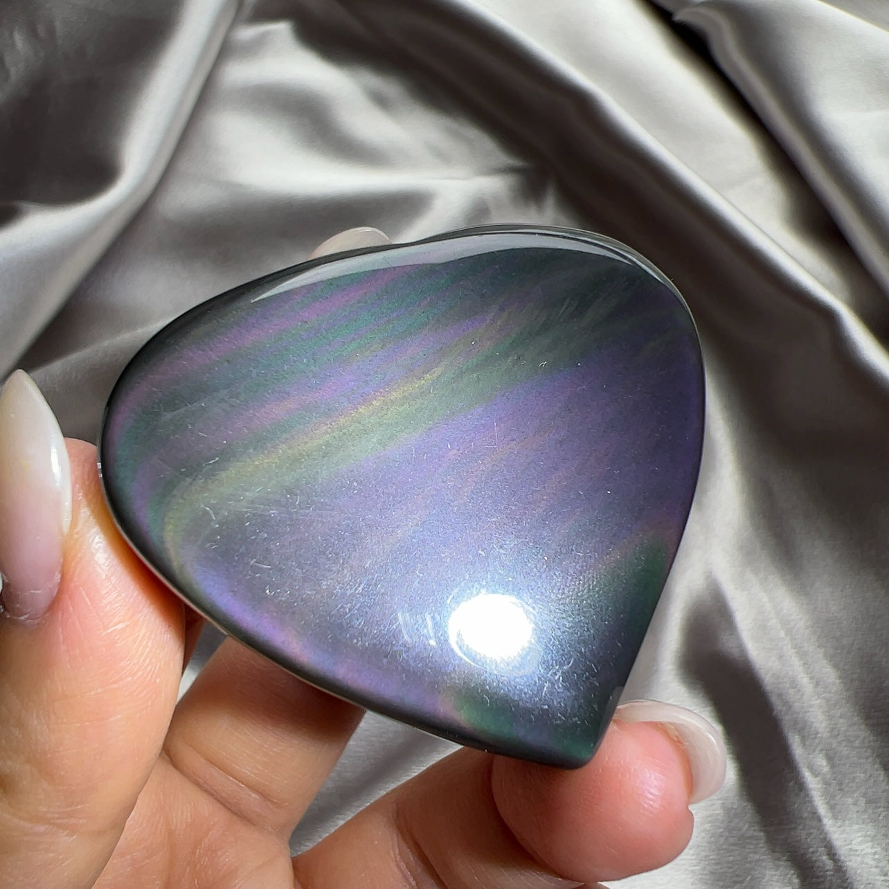 Rainbow Obsidian Heart 彩曜石心