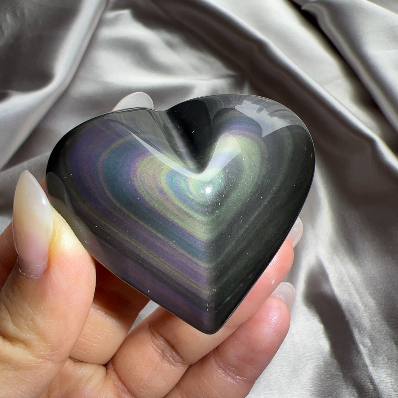 Rainbow Obsidian Heart 彩曜石心