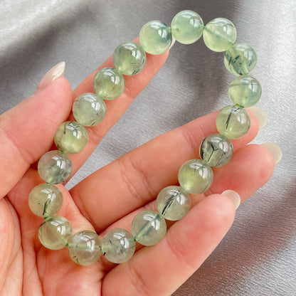 葡萄石黑髮晶共生手串