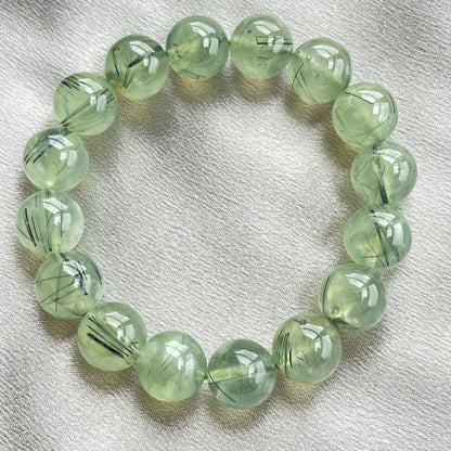 葡萄石黑髮晶共生手串